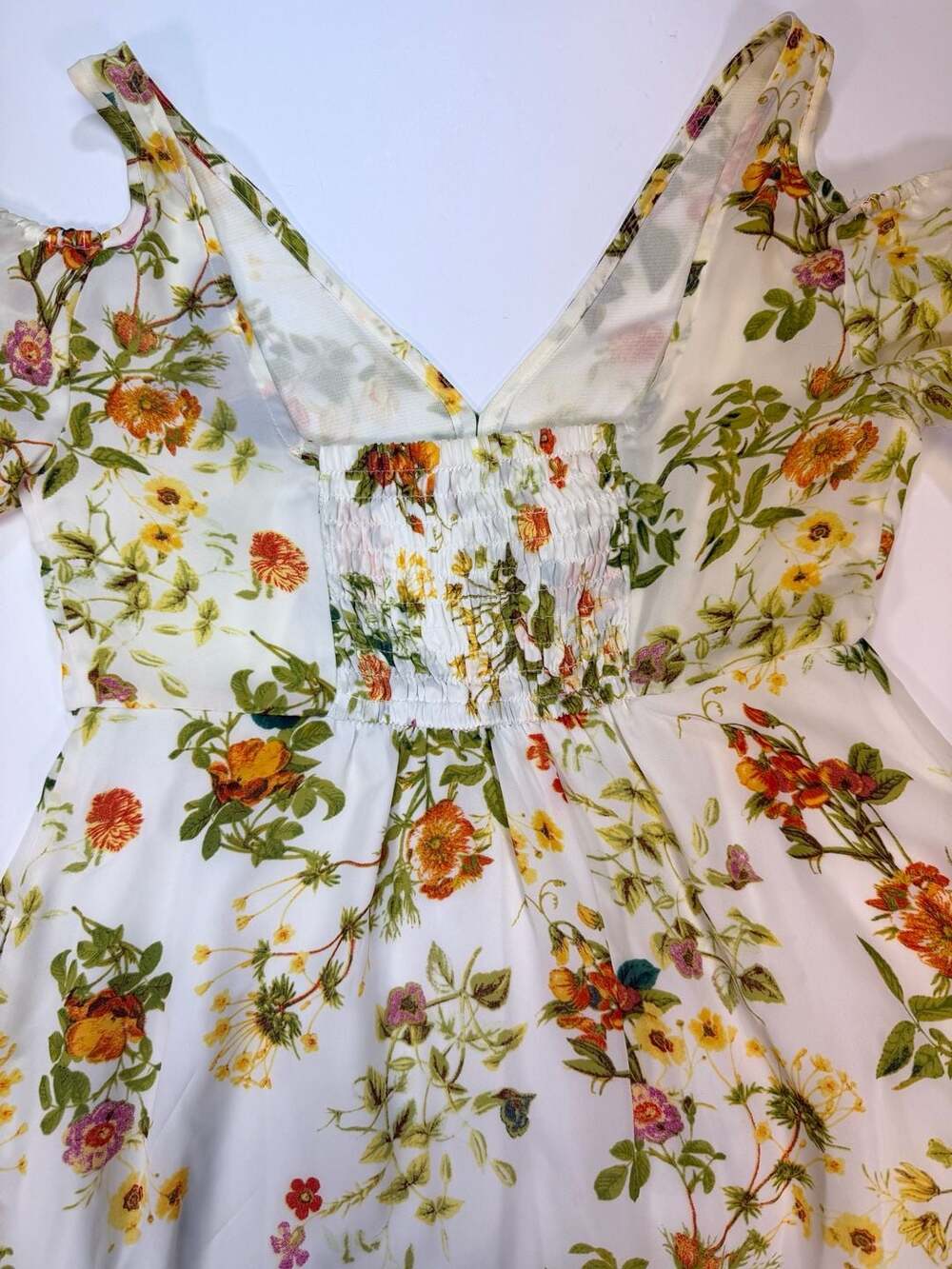 Disney Alice Through the Looking Glass White Floral Cold Shoulder Mini Dress XS - Picture 8 of 8